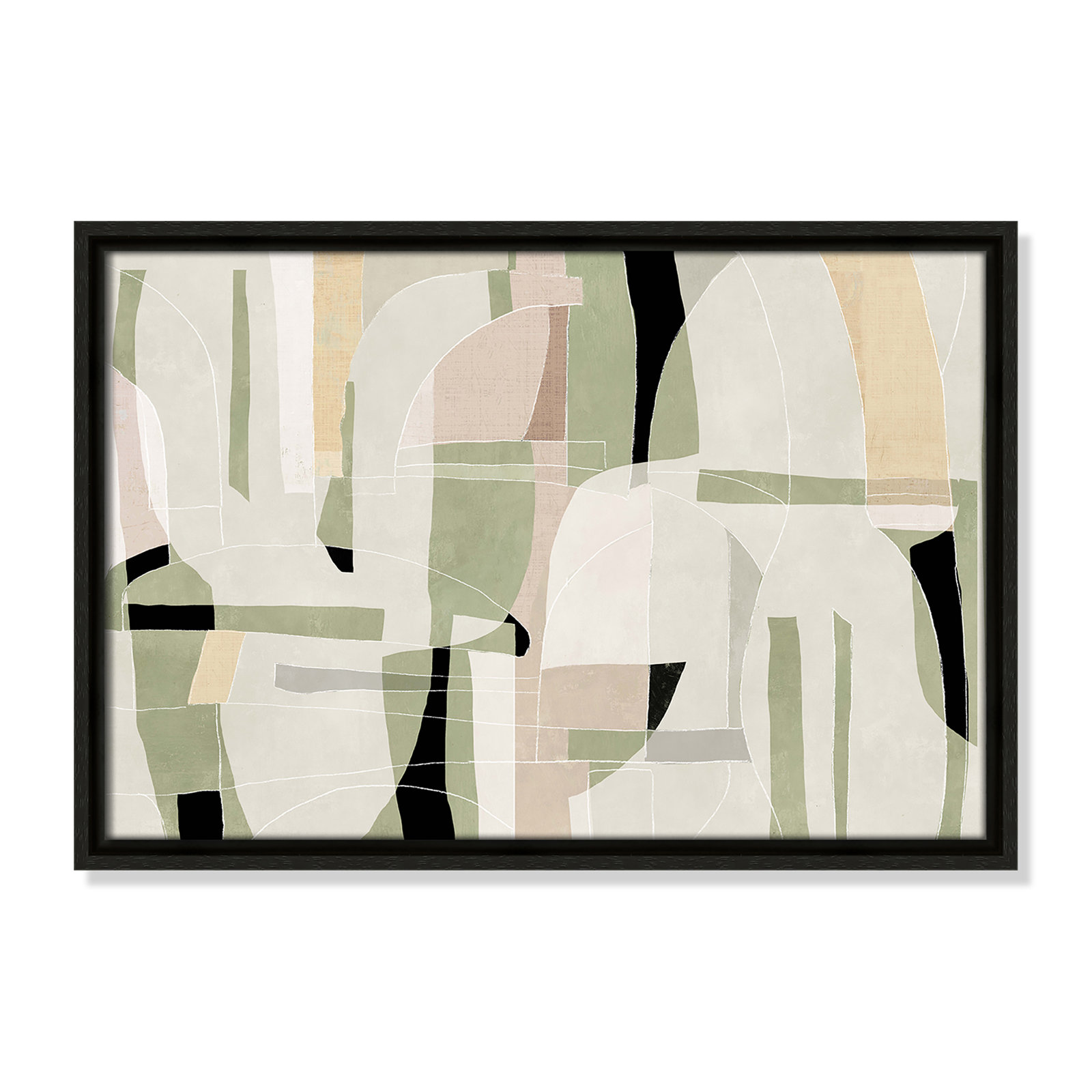 Sunny Barcelona - Floater Frame Canvas, 19.5" W x 13.5" H, Espresso