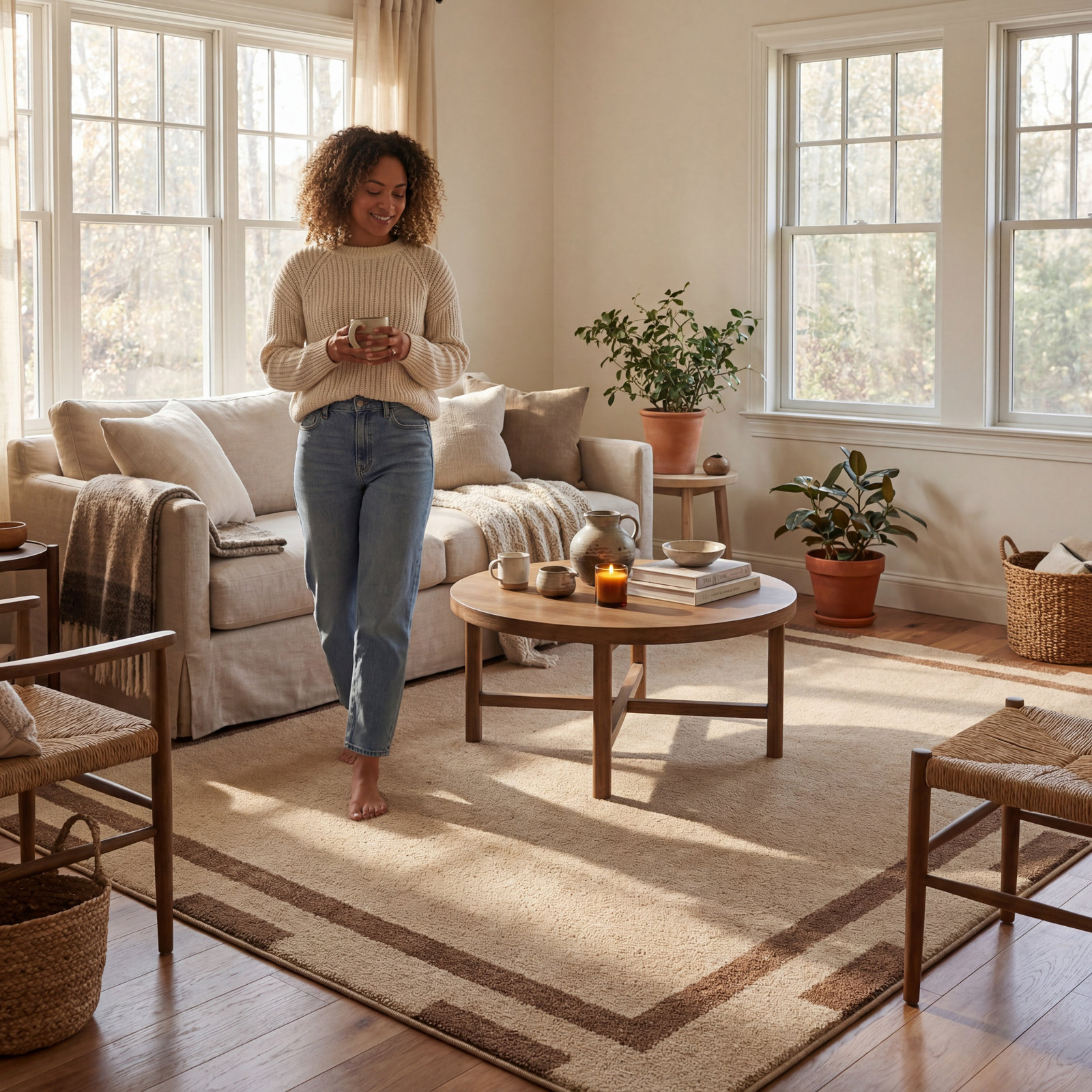 Bordered Hand-Tufted Rug, Rectangle 8'6'' x 11'6''