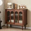 Armoire d'appoint 39,37 po en bois de ton noyer brun avec plateau en pierre-1732720145