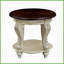 Table basse ronde de 22 po pour petits espaces, finition blanche vieillie, facile à assembler et amp; Dessus résistant à la chaleur-2144092422