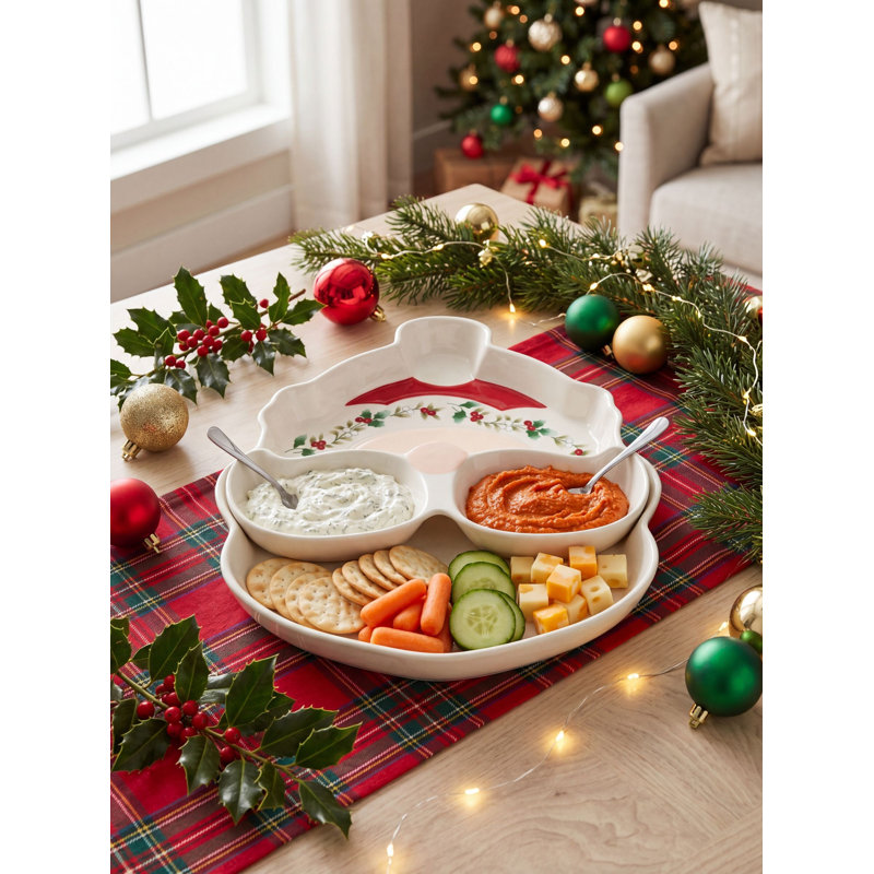 Plateau Pfaltzgraff Winterberry Santa, 12 pouces
