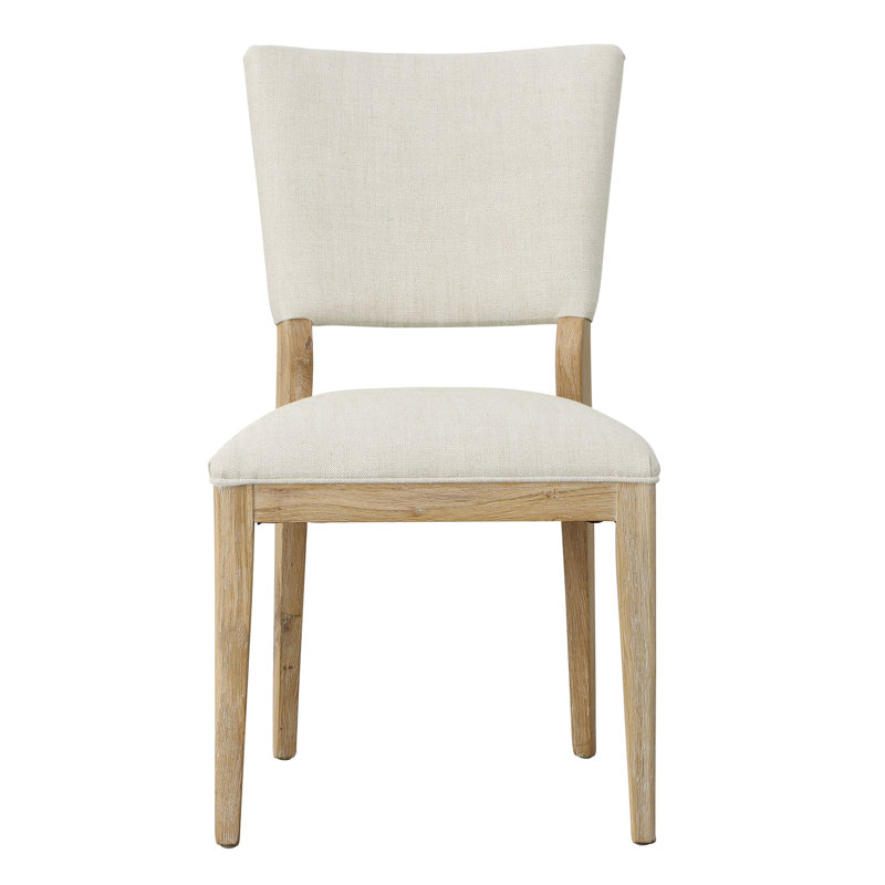 Chaise d'appoint en mélange de coton blanc / naturel Dian