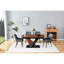 Table de salle à manger Scratch - extensible + placage en bois massif, base en métal en croix, table rectangulaire extensible en noyer foncé pour agencement de cuisine, plateau de table, pieds