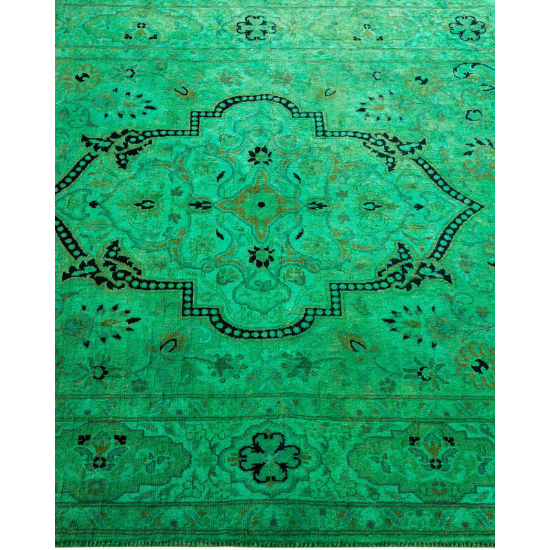 Yoshua One-of-a-Kind 3' X 5' New Age Wool Area Rug Green