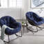 Fauteuil berçant bleu marine avec coussin - Idéal pour terrasse, salon, jardin, siège spacieux et confortable.