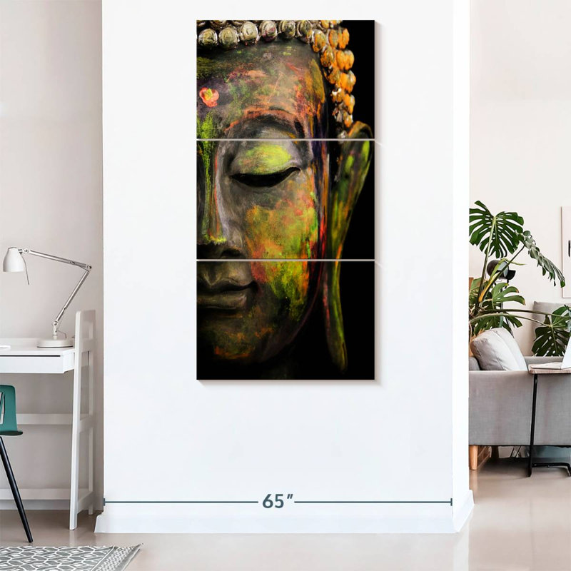 " Half Buddha Face " 3 - Pieces, 80" H x 39" W x 1.25" D