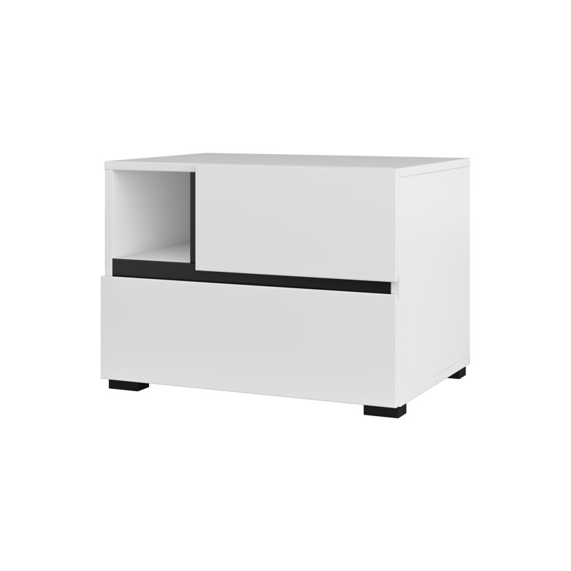 Ridhwaan 55cm W Laminate Bedside Table, White