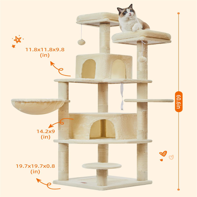 Arbre à chat H 60,59 po Fachan, Beige