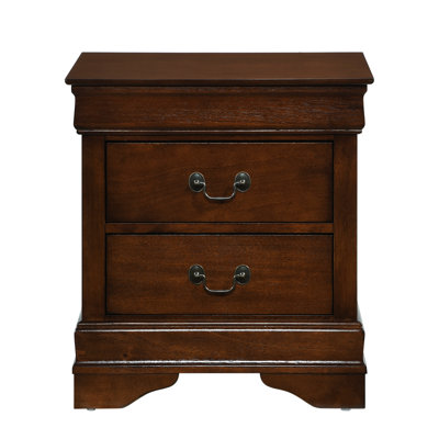 Table de chevet à 2 tiroirs en cerisier brun - Pièce de chambre à coucher classique pour tiroirs, aspect traditionnel