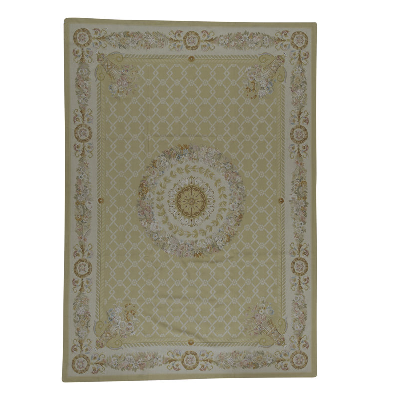 Hand-Knotted High-Quality Yellow and Ivory Area Rug