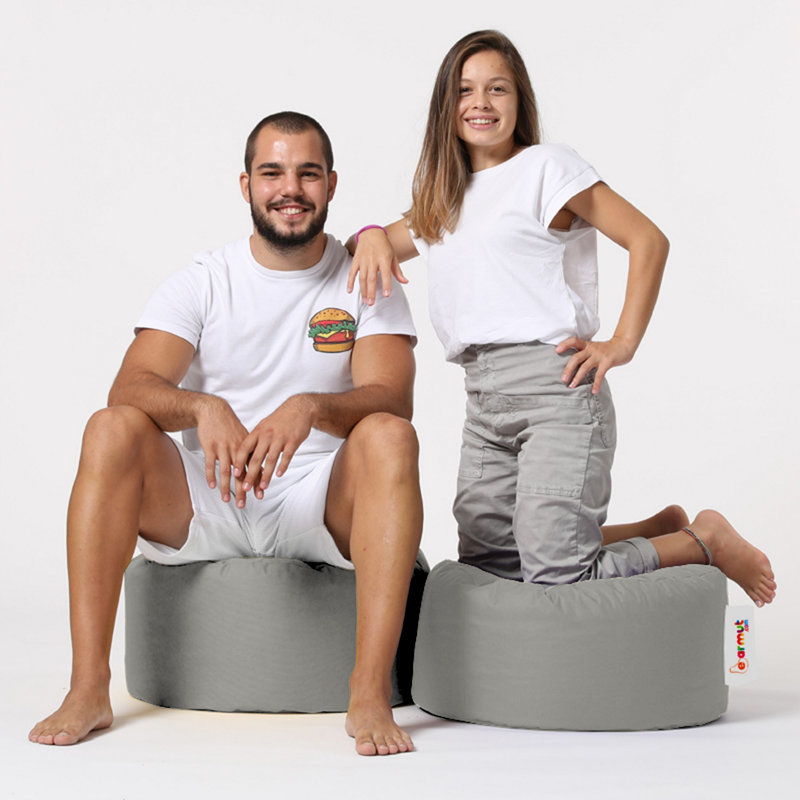 Stylish Garden Pouffe, Fume Color, 21.7 in Diameter x 11.8 in Height | 100% Waterproof Polyester Fabric, Hidden Zipper System | Maximum Weight Capacity: 440 lbs | Ideal for Modern Outdoor Spaces & Entertainment