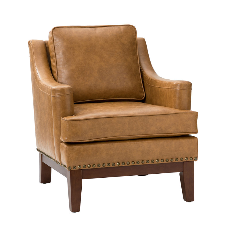 Fauteuil Annese, Similicuir brun clair