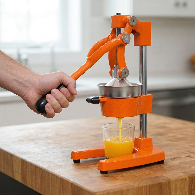 Heavy-Duty Cast Iron Citrus Juicer - Professional Manual Hand Press For Fresh Orange, Lemon, And Pomegranate Juice, Orange