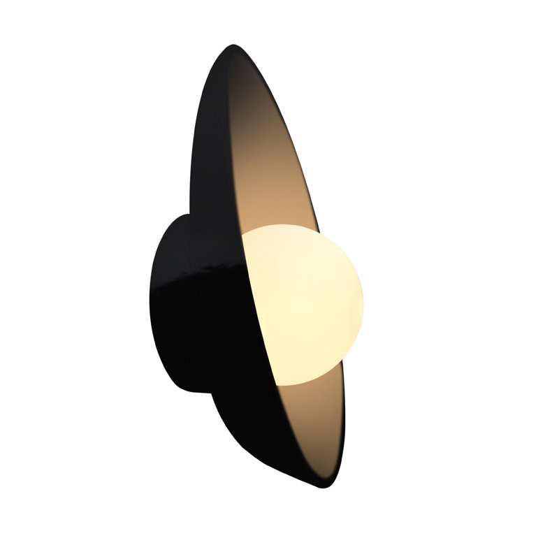 Azem Ceramic Wall Sconce, Gloss Black