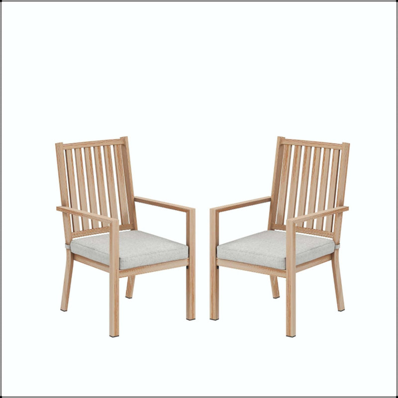 Chaise de patio en aluminium toutes saisons avec texture semblable au bois et coussin épais