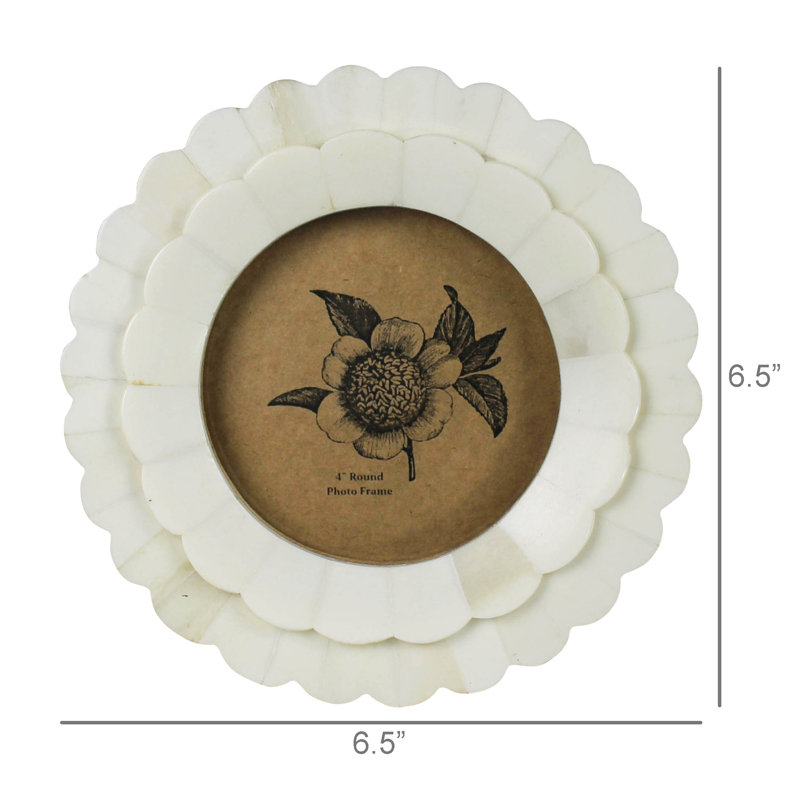 Cadre pétale rond - 4 pouces, Blanc