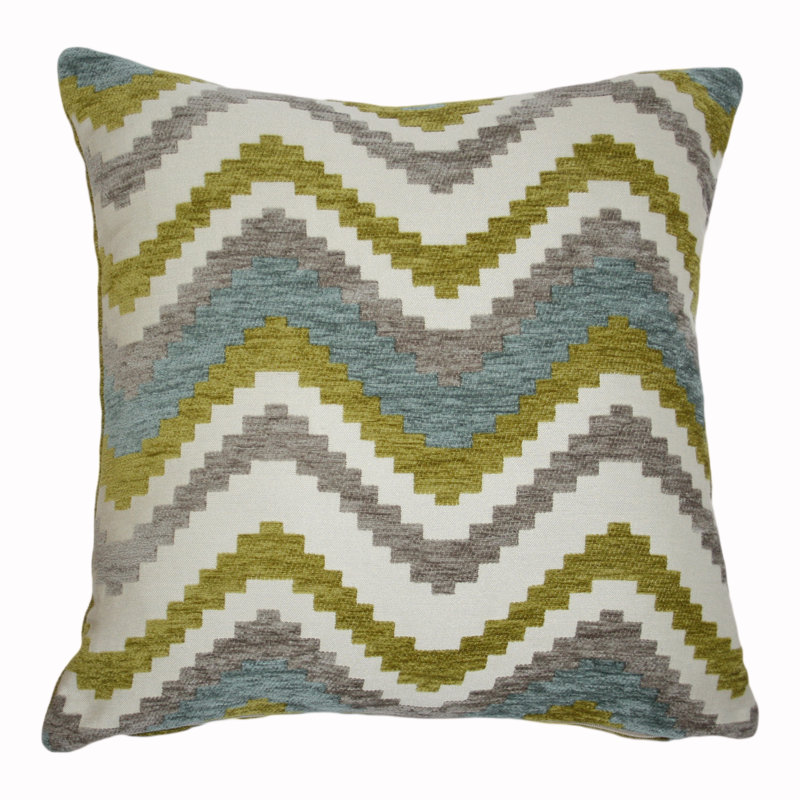 Lori Chevron Square Cushion, 60 x 60cm, Blue/Lime Green/Grey