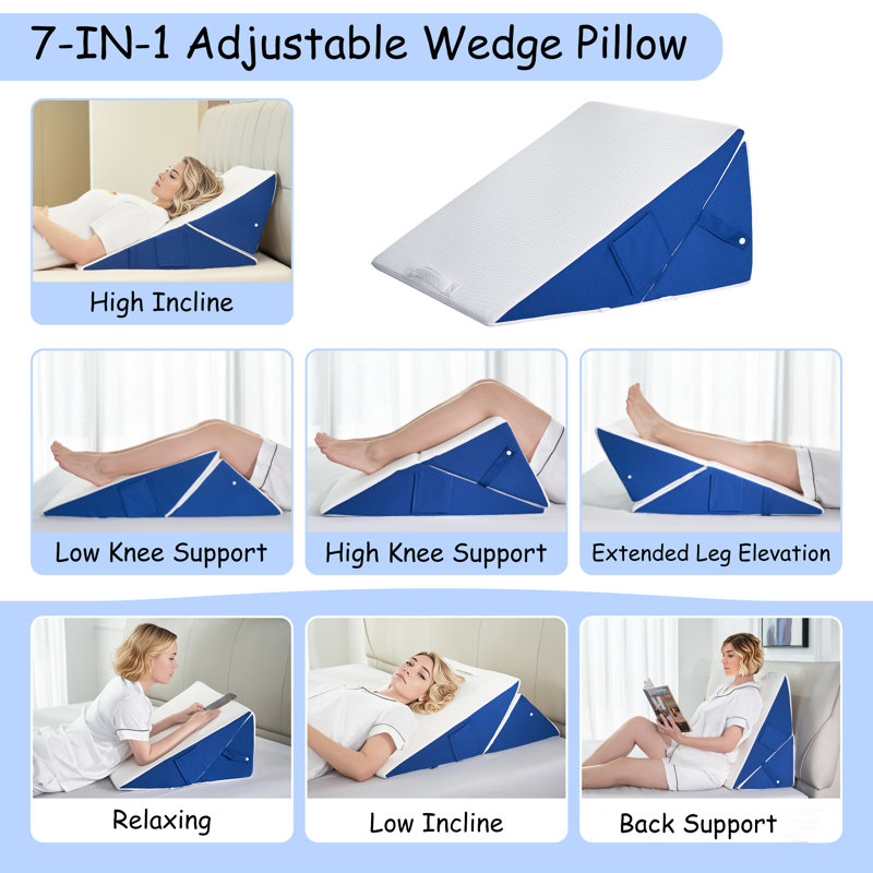 Avory Adjustable Bed Wedge Pillow for Sleeping, Back Support and Leg Elevation