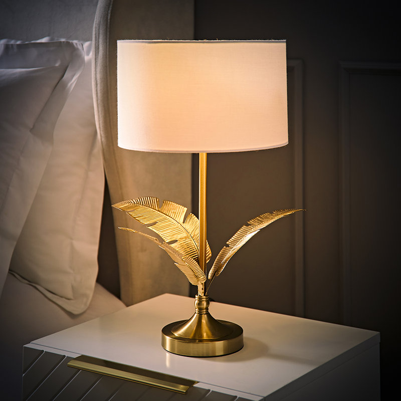 Waynetown Metal Table Lamp, Cotton / Cotton Blend, White