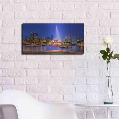 Buckingham Fountain Pano, art mural en métal, 48 po x 24 po