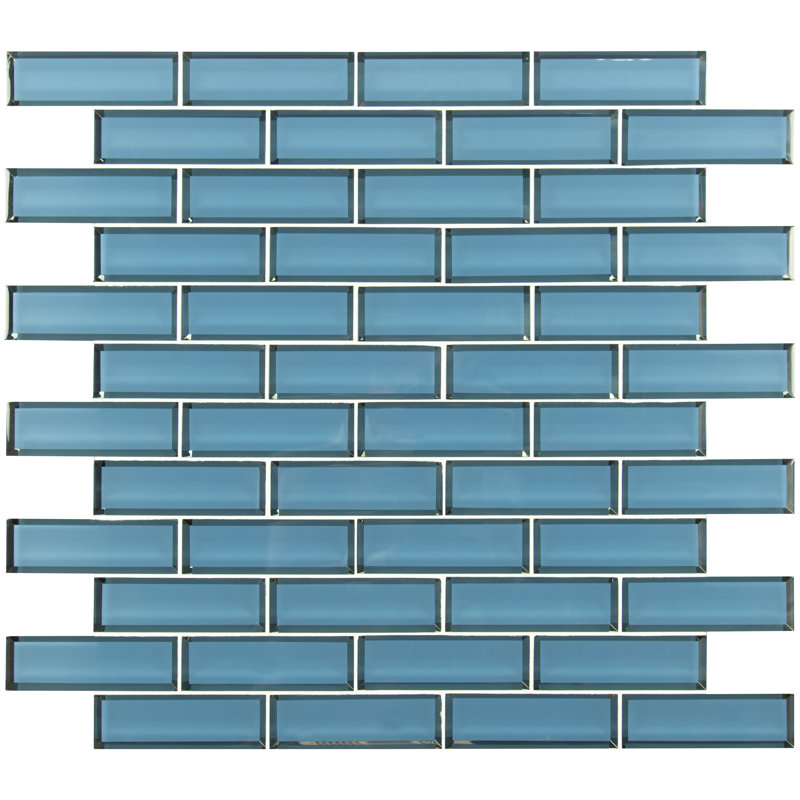 Subway 12 in. x 12 in. Glossy Glass Mosaic Wall Tile, Mizu