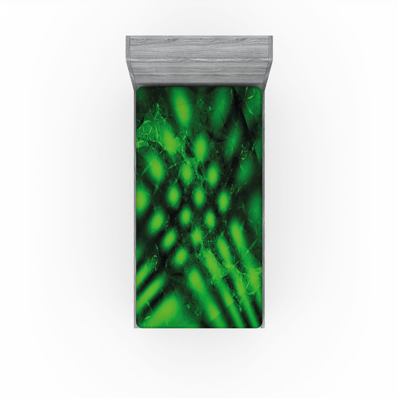 Drap-housse orange Ambesonne, Drap-housse pour lit simple TG, Vert forêt / noir abstrait