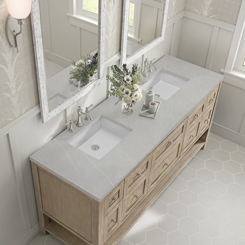 Breckenridge 72'' W Double Vanity, Whitewashed Oak, 8" Widespread, Siberian