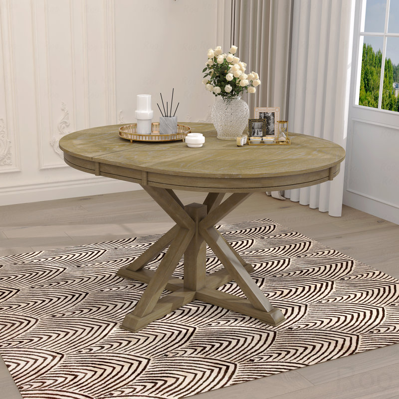 Retro Functional Extendable Dining Table With A 12" Leaf, Brown, Brown