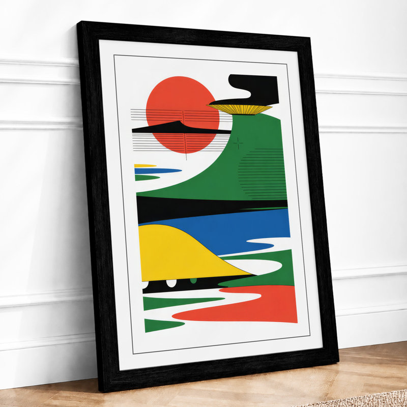 Stacked Horizons Geometric - Framed Print, A2 - 59.4 x 42.0 cm, Black