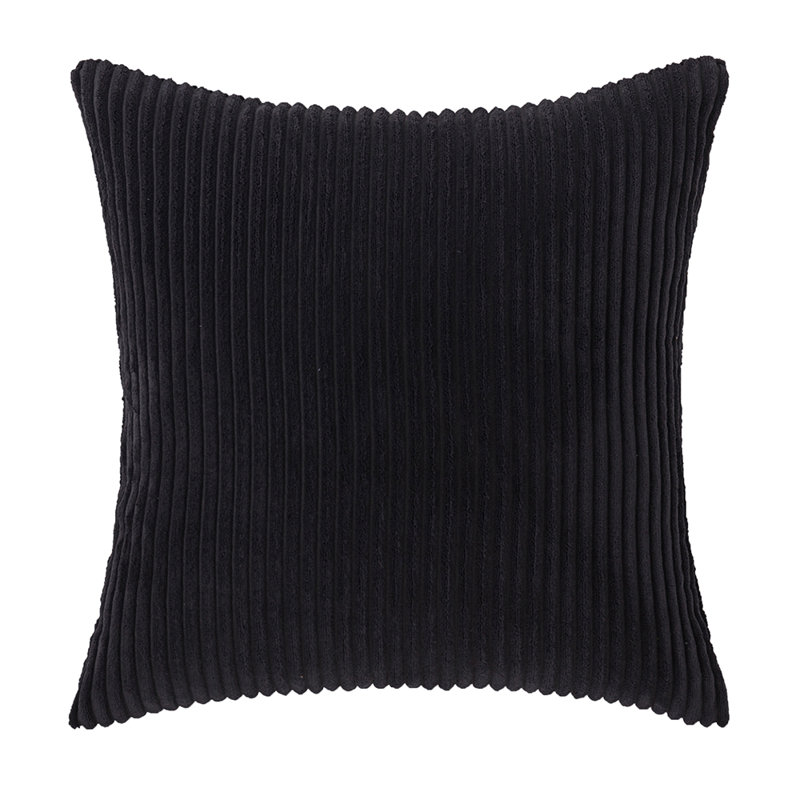 Striped Cotton Blend Reversible Throw Pillow, 18" x 18", Black