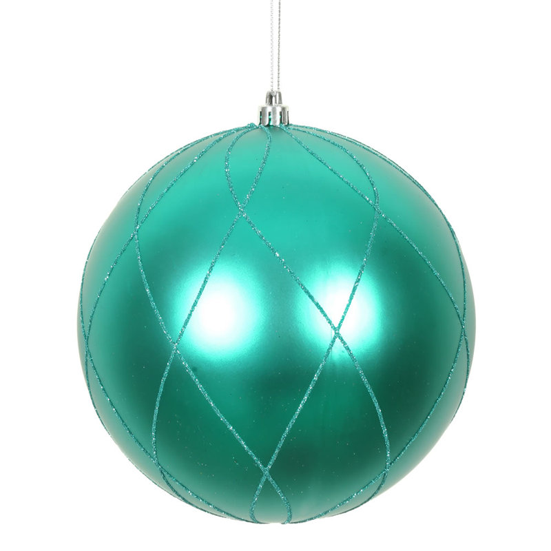 Ornement boule 8 po mat et scintillant, Bleu sarcelle