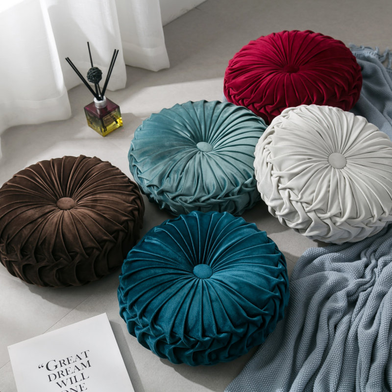 Lanajah Round Pillow Cover & Insert, Navy Blue