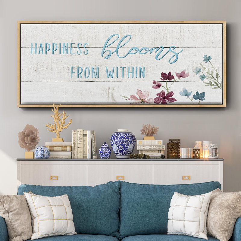 Happiness Blooms - toile encadrée, H 12 po x l 30 po