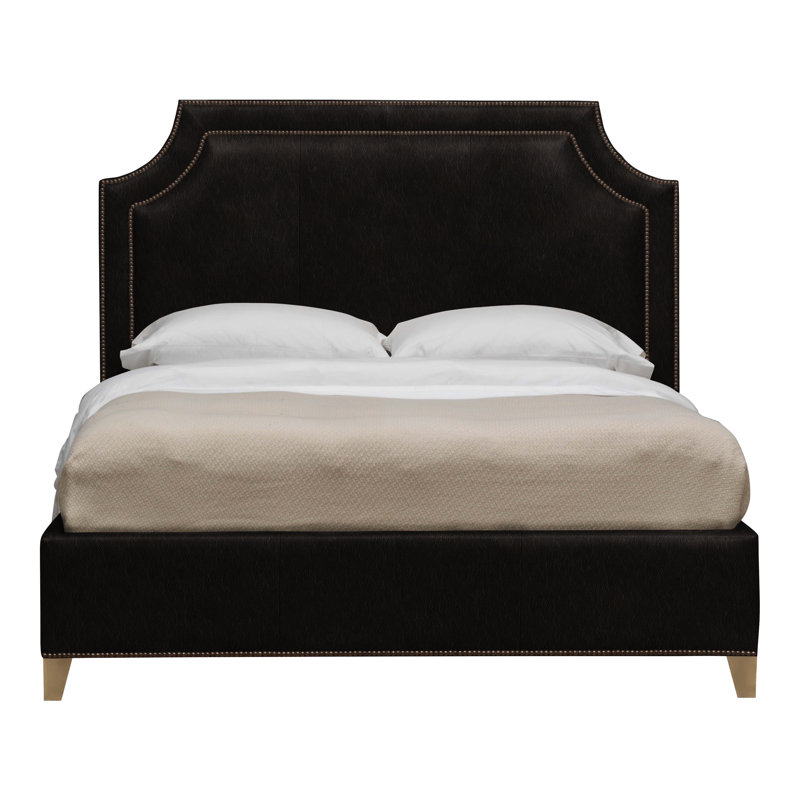 Grand lit en cuir Audrey / Asher, Non, Hampton, Encre Ziggy