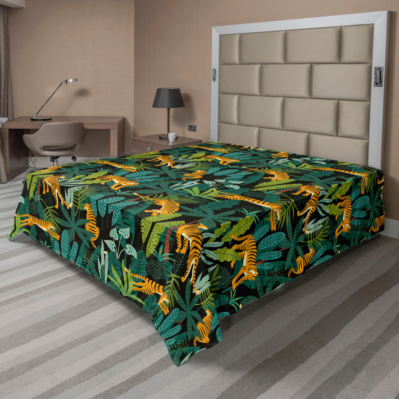Ambesonne Flowers Flat Sheet Nostalgia Farmhouse, Teal Earth Yellow Grey