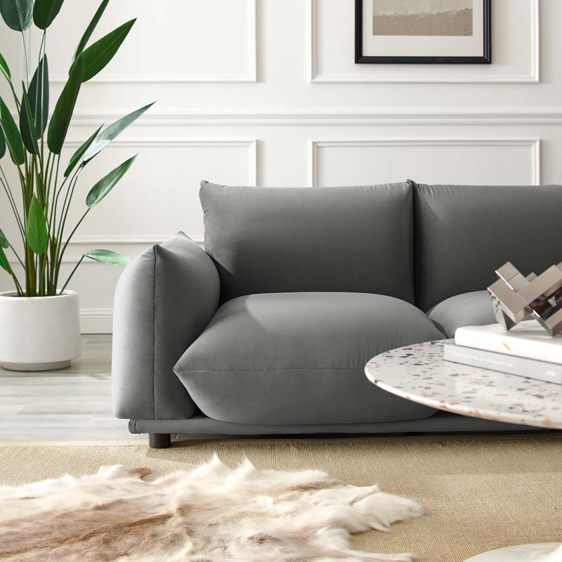 Causeuse en velours Copious Performance, Polyester gris