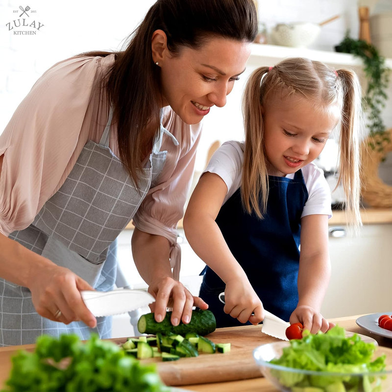 Zulay Kitchen Kids Knife Set for Cooking and Cutting 3-Piece Nylon Starter Knife, Black