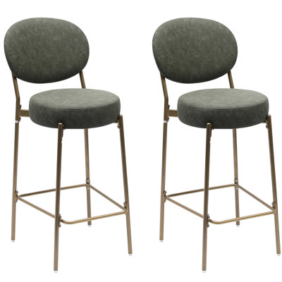 De 2 tabourets de bar en similicuir avec siège de 29,13 pouces, pieds dorés, repose-pieds confortable, patins antidérapants pour une stabilité, un assemblage facile et un assemblage intérieur de 29 po de hauteur