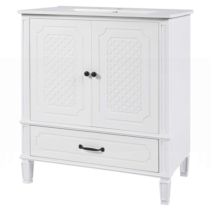 Sophisticated Bathroom Vanity Set with Double Sinks and Versatile Storage, White