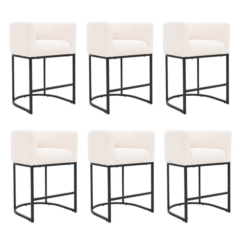 Tabouret de bar 26 po, Siège en lin / structure noire, 1