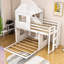 Lit superposé double en bois avec maisonnette en bois-1679415949