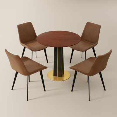 Ensemble de 5 tables de conférence modernes en bois massif, comprenant 4 chaises en similicuir