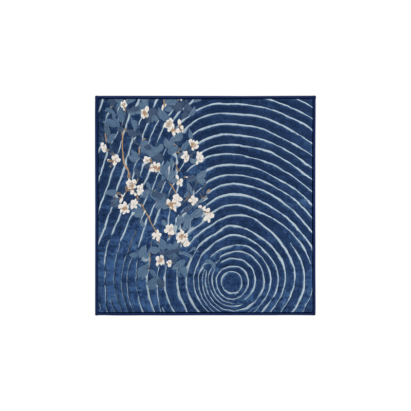 Tapis bleu lavable à la machine, Carré 6 pi