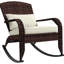 Aspect berçant extérieur blanc crème, avec dossier haut, coussin de siège et coussin pour chaise de jardin, et dans le porche