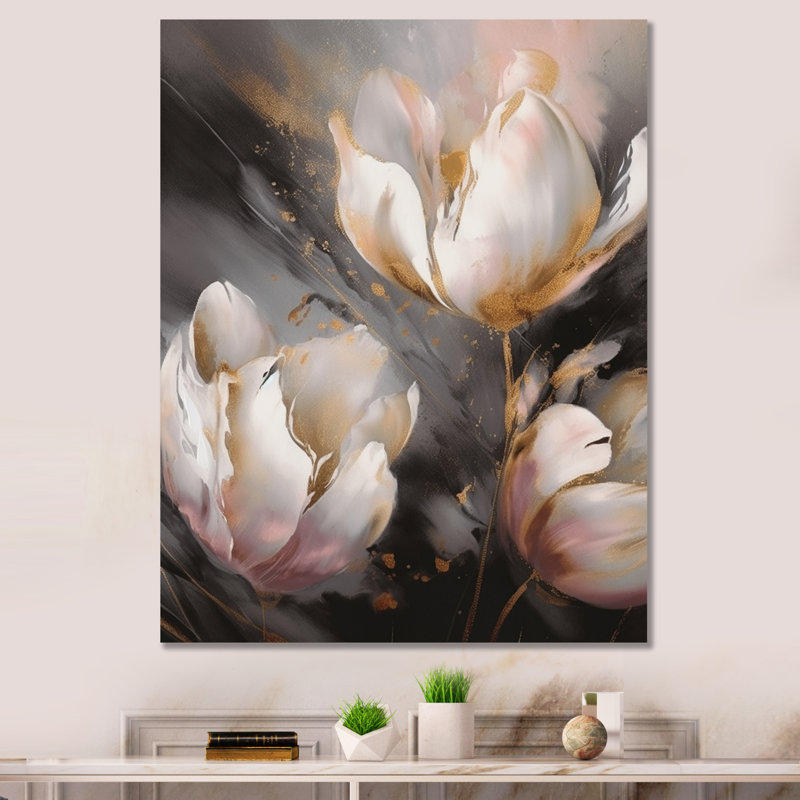 Crème sérénade de tulipes II - impression, H 40 po x l 30 po x P 1,5 po, Toile tendue