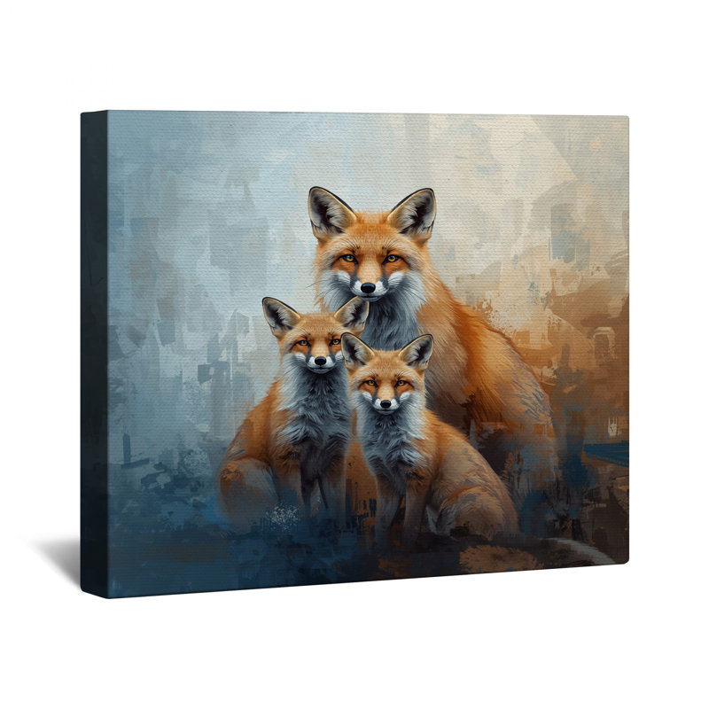 Toile tendue sur châssis Red Fox Family, 20 x 30 pouces