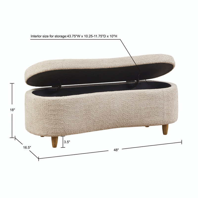 Bailey 48" Beige Boucle Flip Top Storage Bench