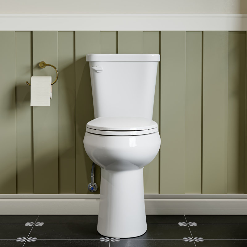 19.5''Tall Comfortable SeatHeight Elongated Two-Piece Floor Mounted Toilet (Seat Included), Left