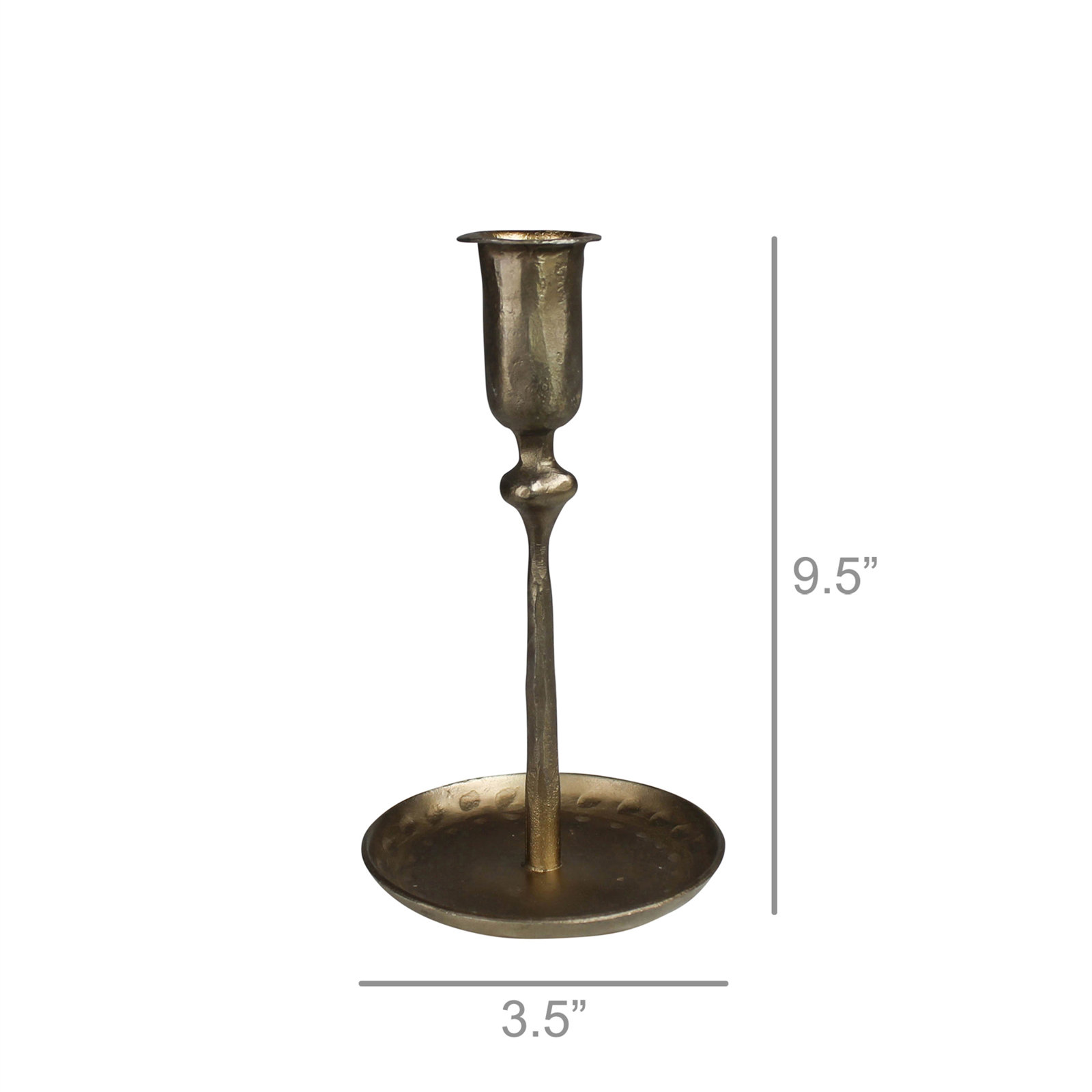 Percy Candlestick, Brass - Lrg, 9.5" H x 3.5" W x 3.5" D