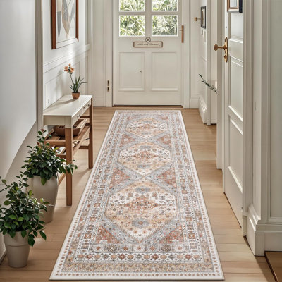 Medallion Non Slip Washable Rug(Orange)